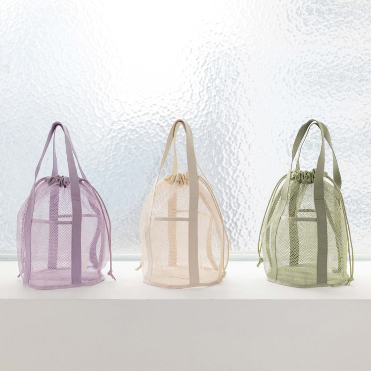 Travel Mesh Drawstring Bucket Bag Tote Ver2