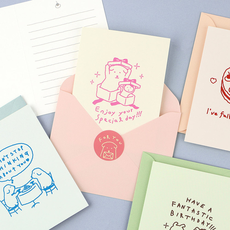 Dash And Dot Mung Nyang Message Card and Envelope Set