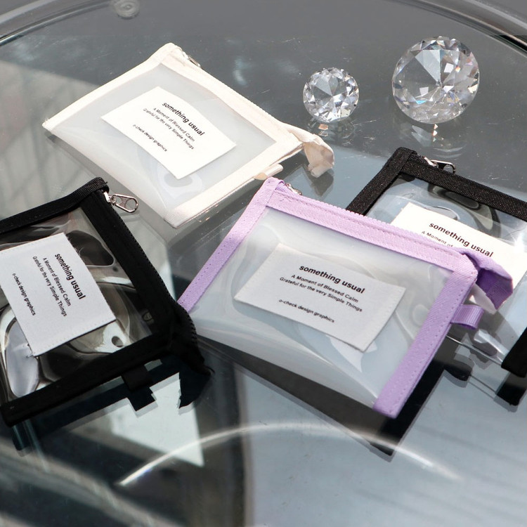 O-check Something Usual Clear Zipper Card Holder Wallet