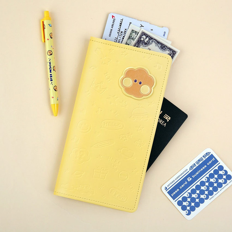 BT21 Minini Leather Patch Shooky Long Passport Holder Cover