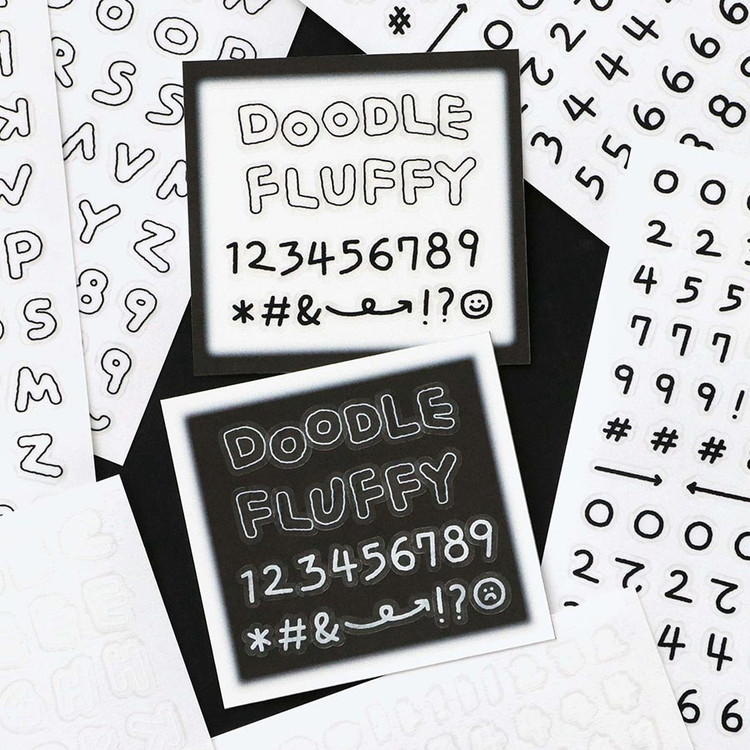 ICONIC Fluffy Alphabet Number Clear Sticker Pack