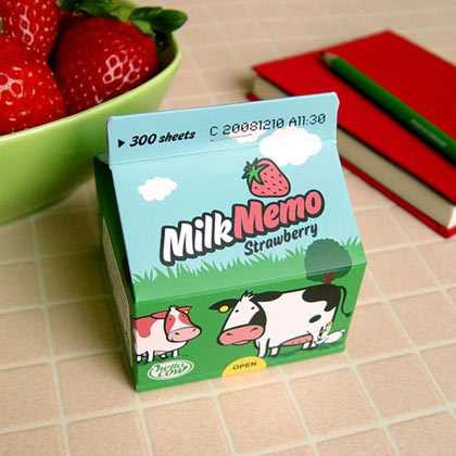 Chachap Hello cow Strawberry milk memo pad 300 sheets