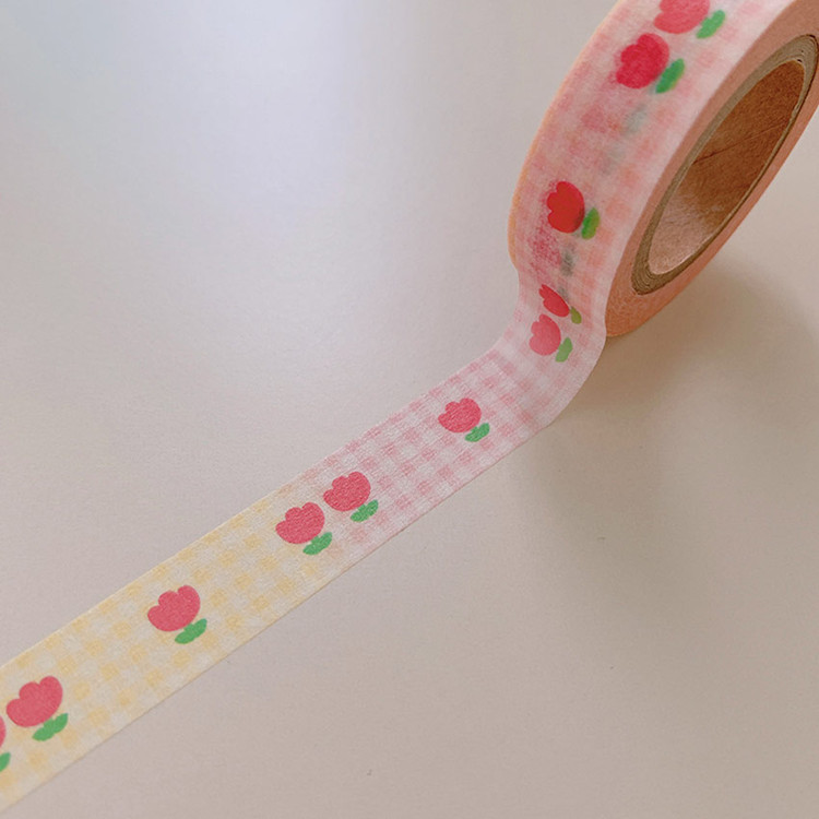 Hoho Munbanggu Check Tulip Deco Paper Masking Tape