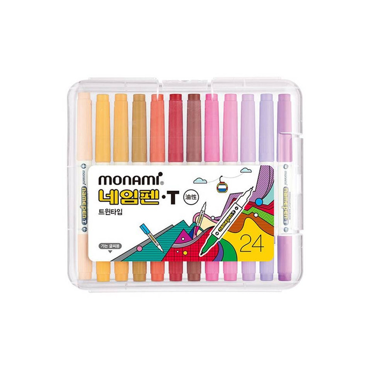 Monami Double Ended 24 Colors Permanent Marker Name Pen Set