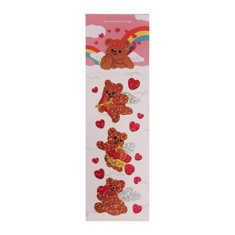 pureureum design Big Cupid Bear Holographic Sticker