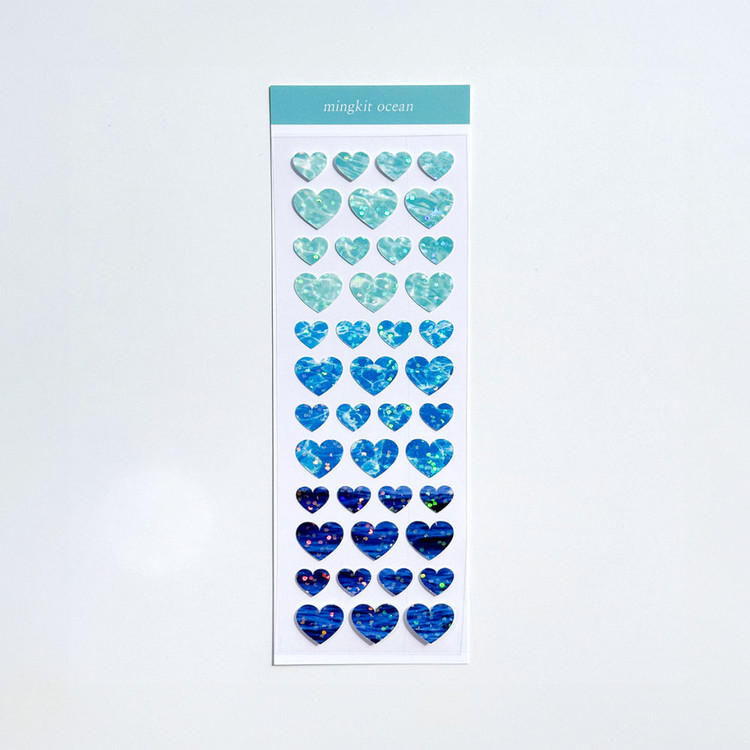 Mingkit Heart Ocean Glitter Removable Sticker
