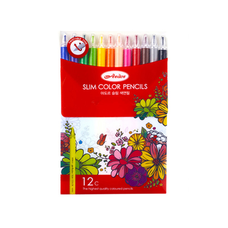 Dong-A Ardor 2mm Slim Twistable 12-Colored Pencil Set