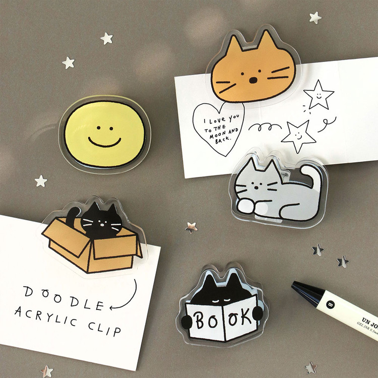 Iconic Doodle Double-Sided Acrylic Clip