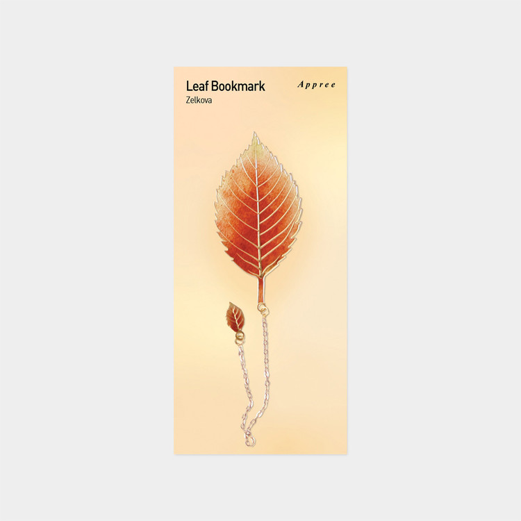 Appree Zelkova Leaf Metal Bookmark with Chain