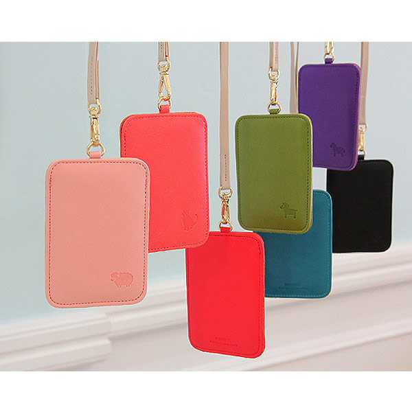 Minibus Animal soft flat card holder with neck strap