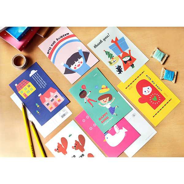 Jam studio illustration thank you postcard set type - fallindesign