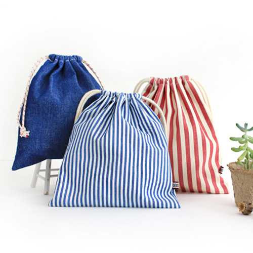 Indigo The Basic M cotton denim drawstring pouch