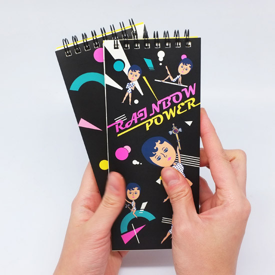 Aurore rainbow power black wirebound lined long notepad