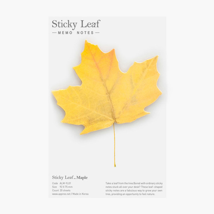 Maple leaf yellow sticky memo notes Medium