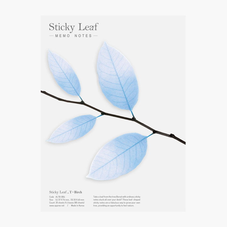 Birch leaf transparent sticky memo notes Large