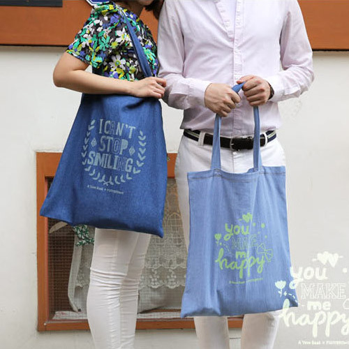 Denim canvas tote shoulder bag