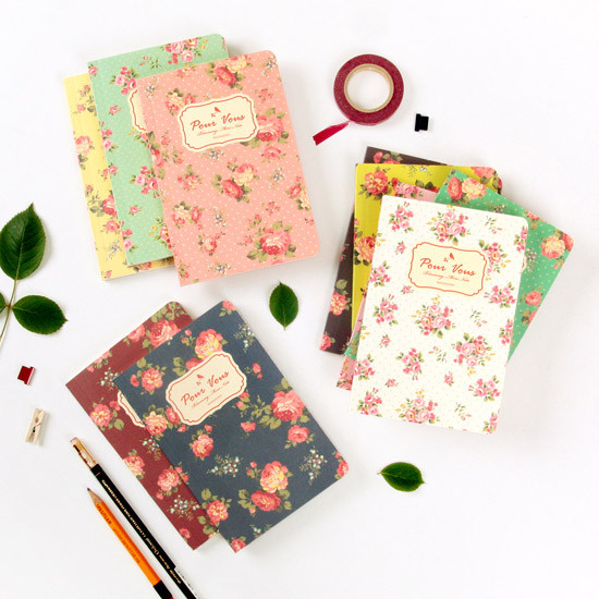 Blooming flower pattern lined notebook small 