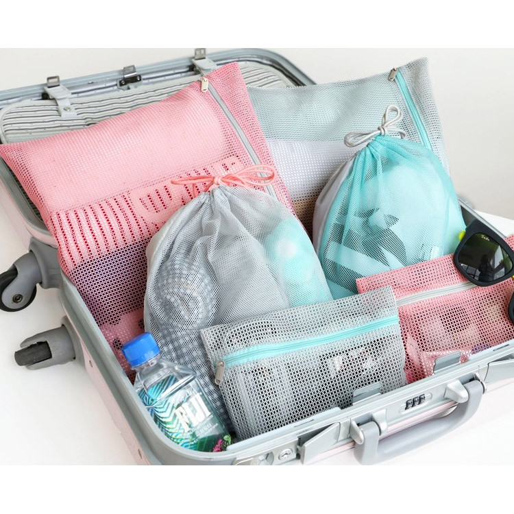 Mesh travel zipper pouch set