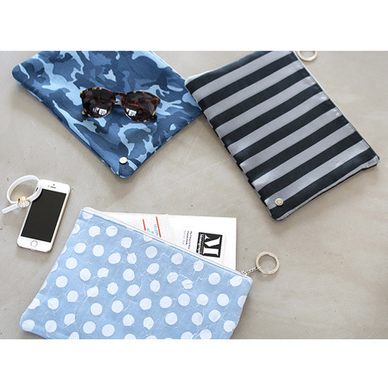 The Basic denim large zipper pouch