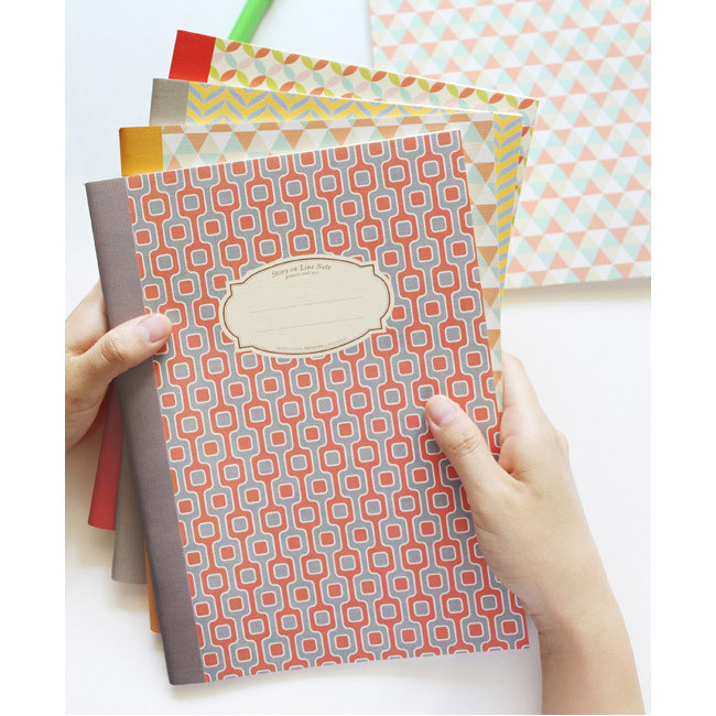 Story on geometric motif lined notebook