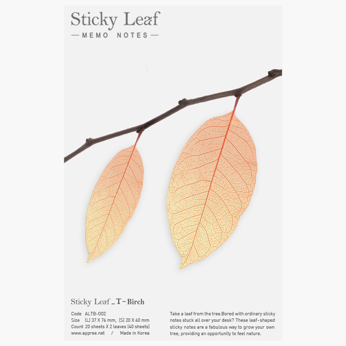 Birch leaf orange transparent sticky memo notes 