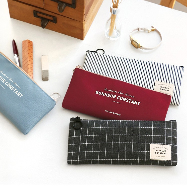 Basic coated cotton zipper pen pencil case
