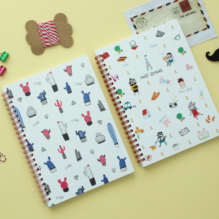 Cactus Paris romance wirebound lined notebook