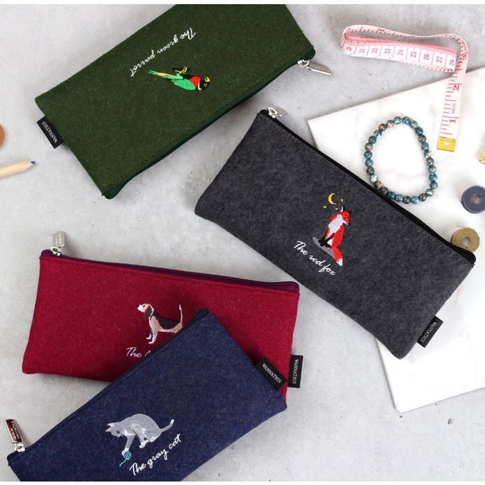 Tailorbird impressive contrast animal felt pencil pouch 