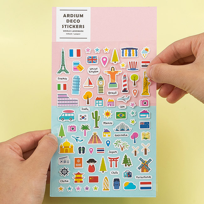 Colorful and unique world landmark deco sticker