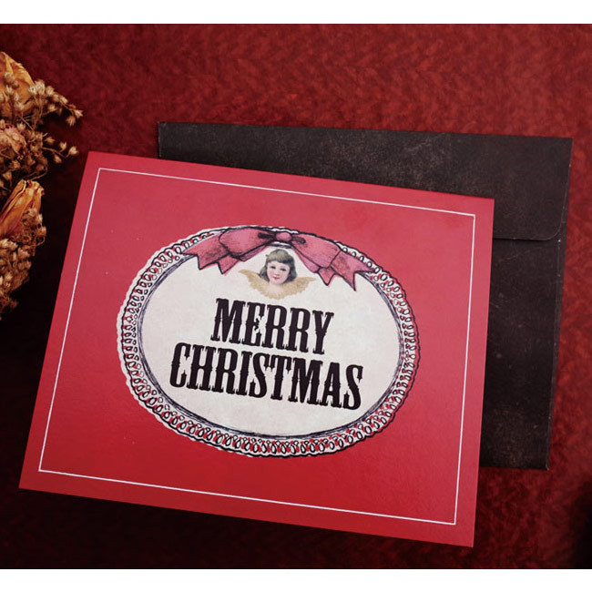 Merry Christmas antique red card