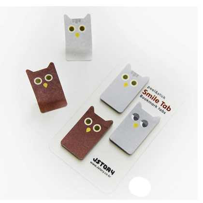 Smile sticky memo notes bookmark tabs - owl