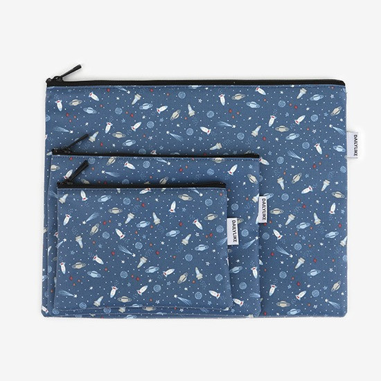 Laminated cotton fabric zipper pouch - Universe