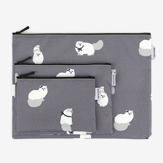 Dailylike Laminated cotton fabric zipper pouch - Persian cat