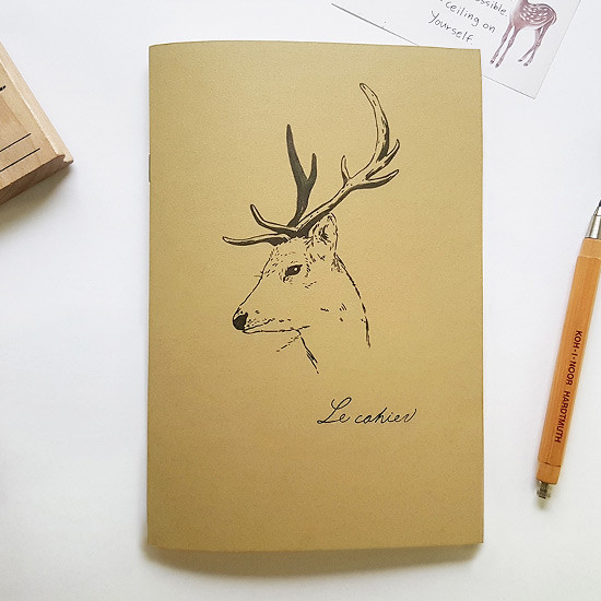 O-check Deer A5 size 3 square sections notebook