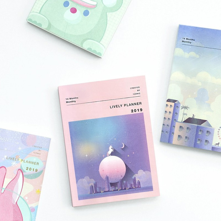 ICONIC 2019 Lively illustration dated monthly diary planner