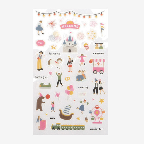 Daily transparent clear deco sticker - Amusement park