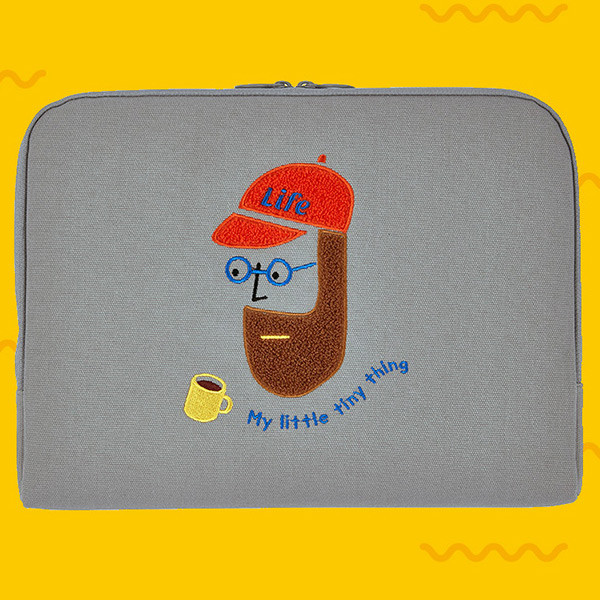 Beard man boucle canvas iPad laptop pouch case