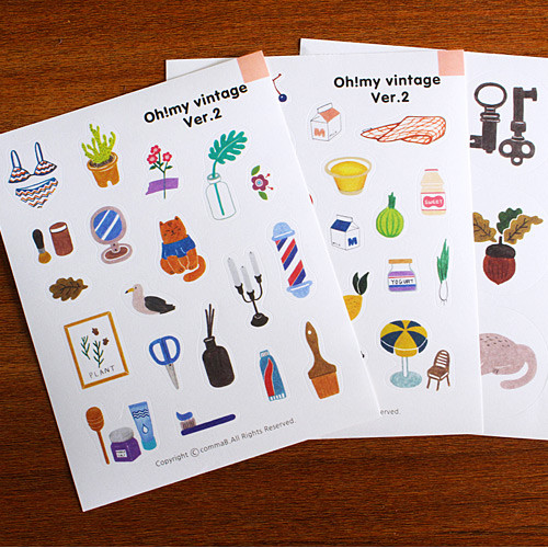 Oh my vintage illustration deco sticker set 01 