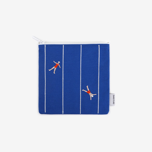 Dailylike Embroidery rectangle fabric zipper pouch - Swimming