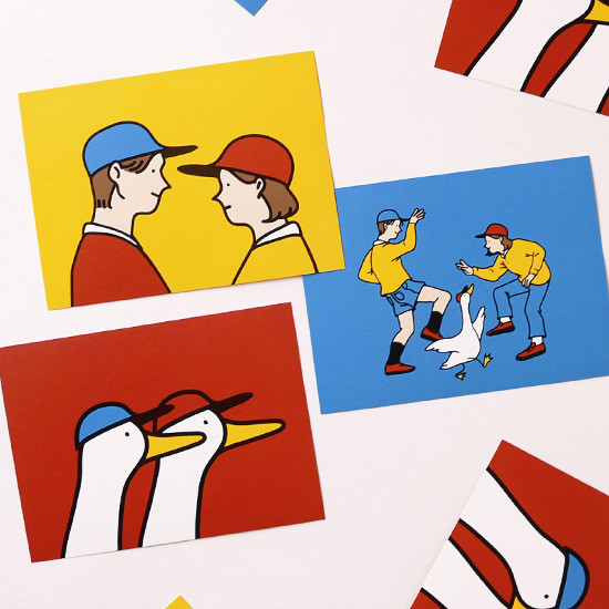 Jam Studio Boy and girl message postcard with envelope