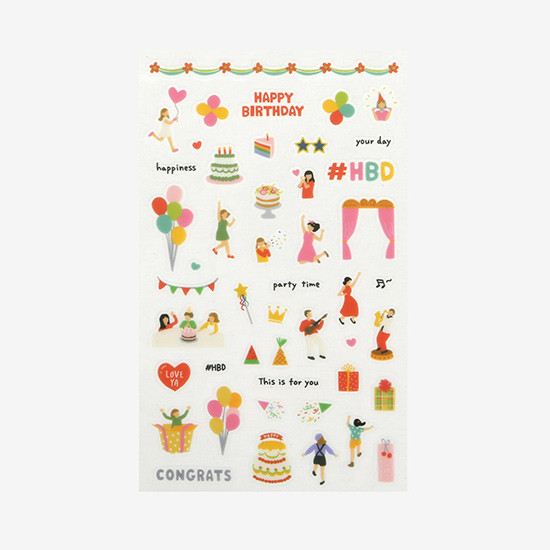 Daily transparent deco cute sticker - Birthday