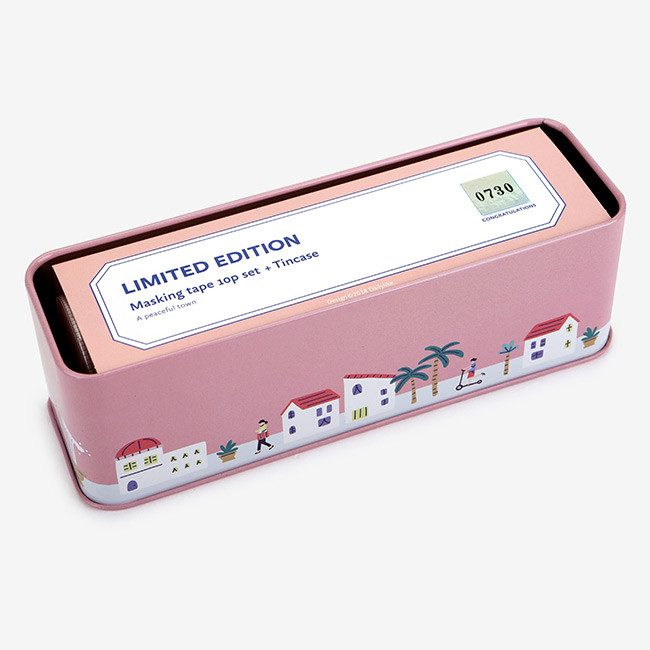 Comes with a tin case - Dailylike A peaceful town 10 masking tapes set with tin case