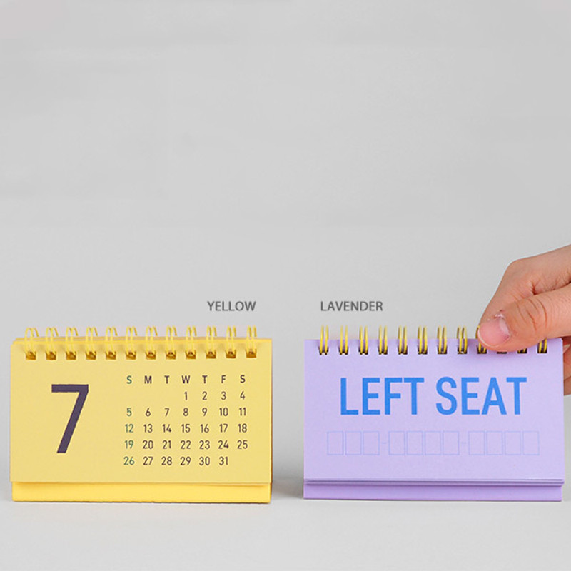 Yellow, Lavender - Rihoon 2020 Under monitor small monthly desk calendar