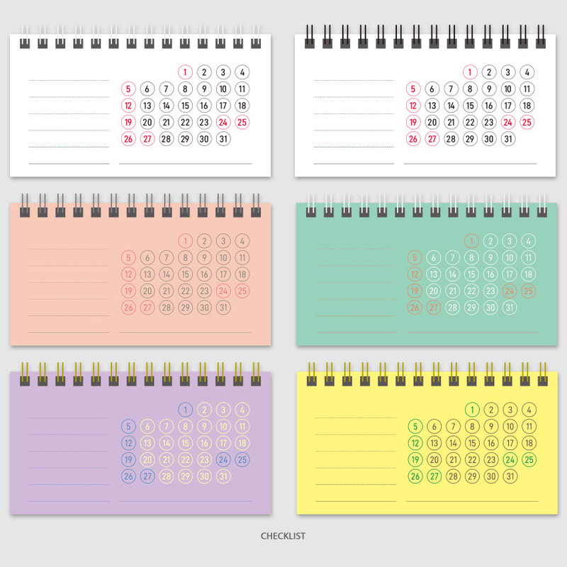 Back pages - Rihoon 2020 Under monitor small monthly desk calendar