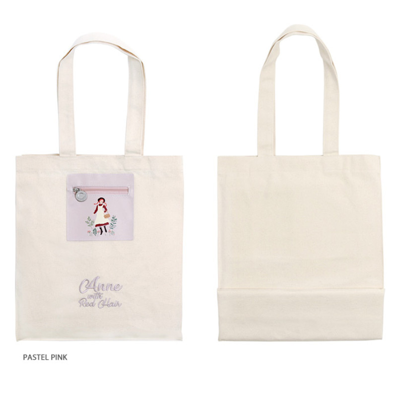 Pastel Pink - Bookfriends Anne of green gables cotton shoulder bag