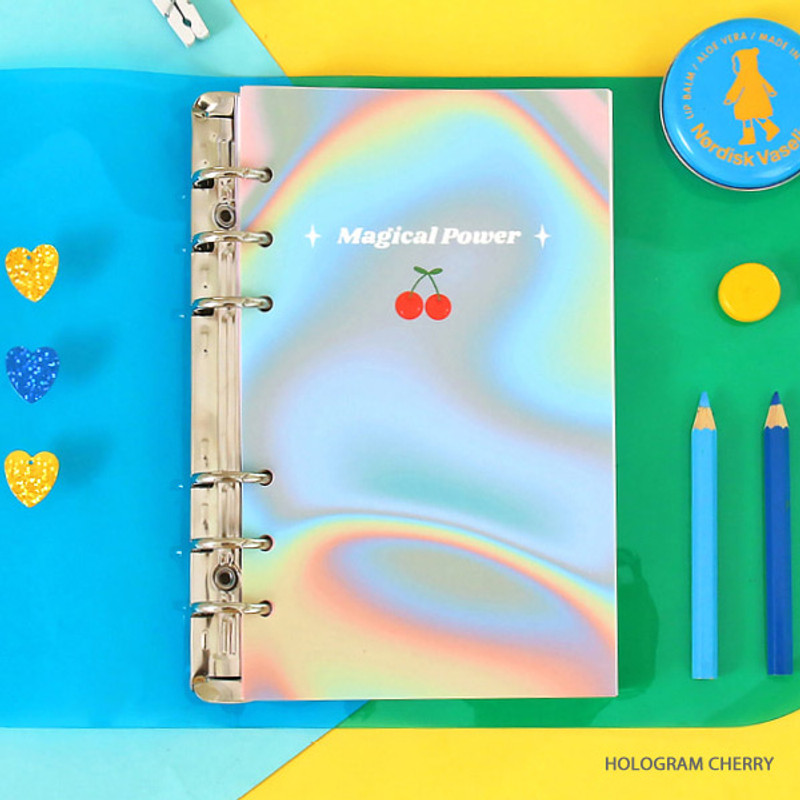 Hologram cherry - Second Mansion Neon retro A6 6 ring dateless weekly planner Hologram cherry - Second Mansion Neon retro A6 6 ring dateless weekly planner