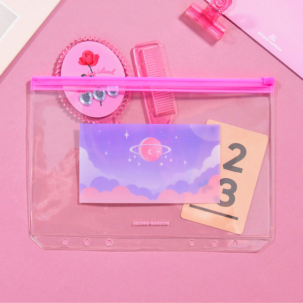 Star space violet - Second Mansion Retro mood 6-ring A5 zip lock pouch bag