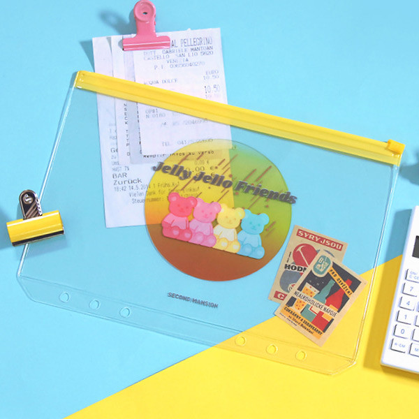 Jelly jello - Second Mansion Retro mood 6-ring A5 zip lock pouch bag