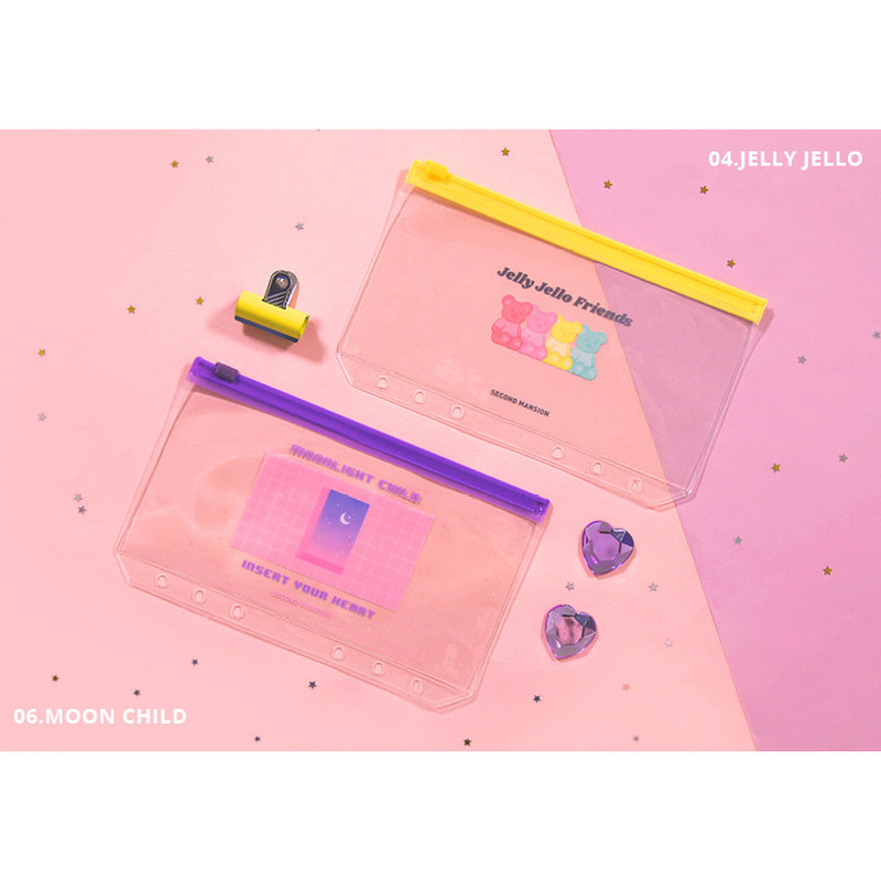 Jelly jello, Moon child - Second Mansion Retro mood 6-ring A6 zip lock pouch bag