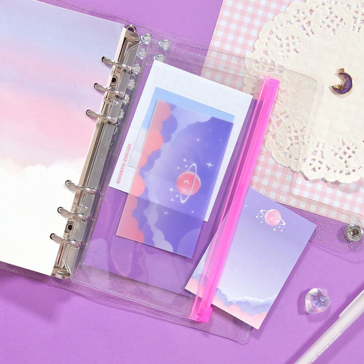 Star space violet - Second Mansion Retro mood 6-ring A6 zip lock pouch bag